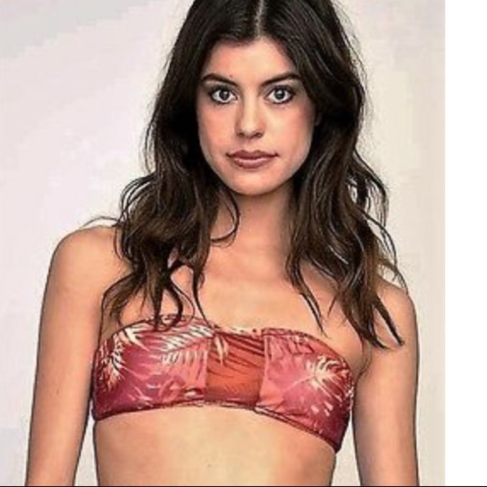 RVCA Tropic Print Bandeau Bikini Top Size XL